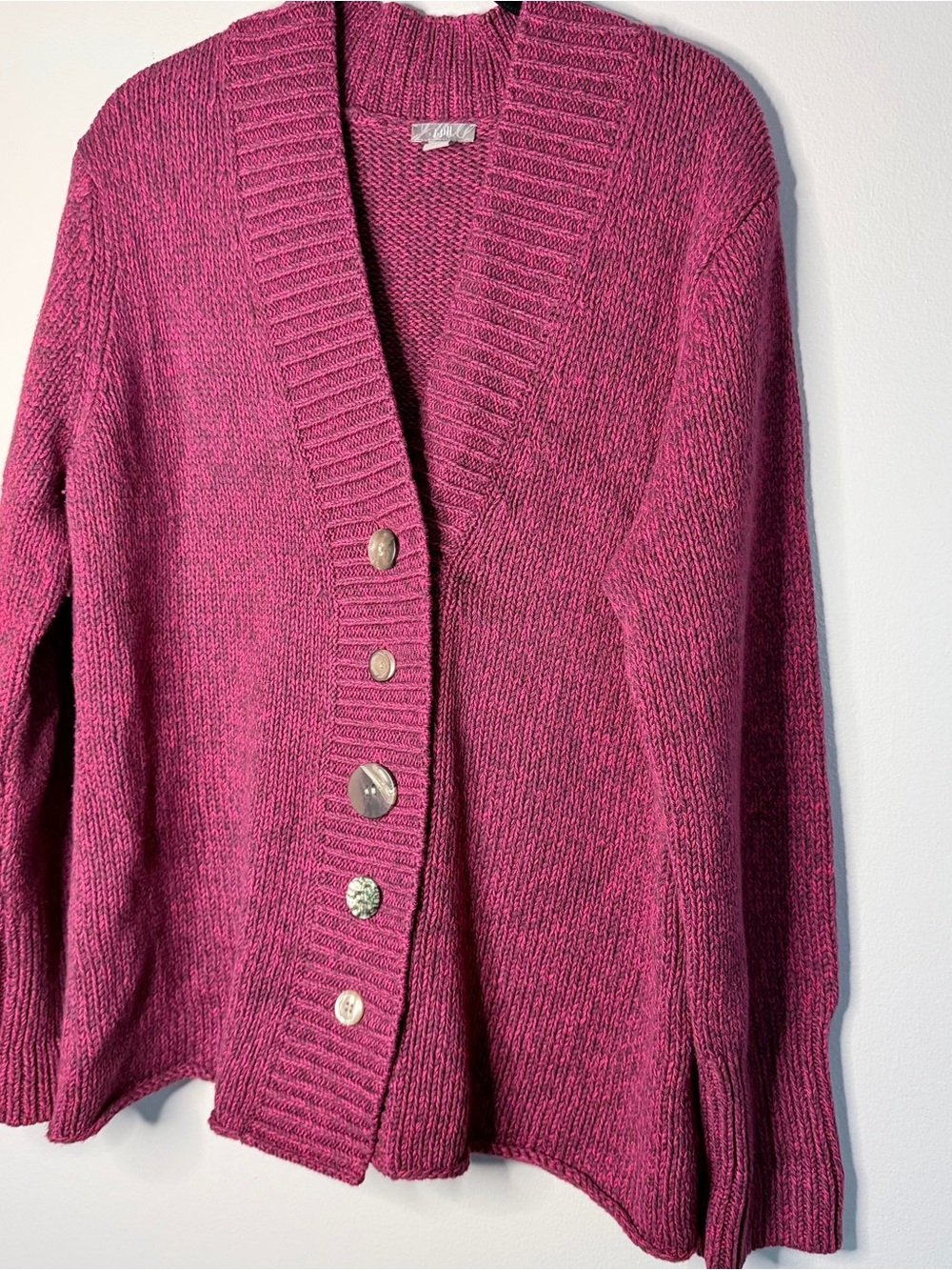 J. Jill Fuchsia Pink Button-Front Knit Cardigan